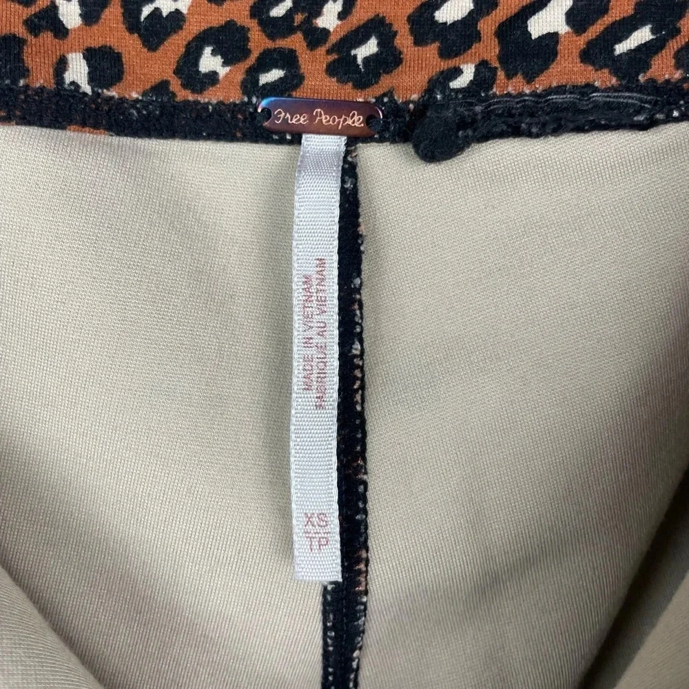 Free People Orange Black‎ Leopard Print Zip Front Biker Shorts